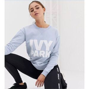 Ivy Park Logo Terry Crewneck Sweatshirt Size Medium Light Blue